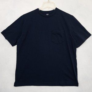 Vintage 90's LANDS' END Super T Shirt Single Stitch Blue Pocket Womens Large USA